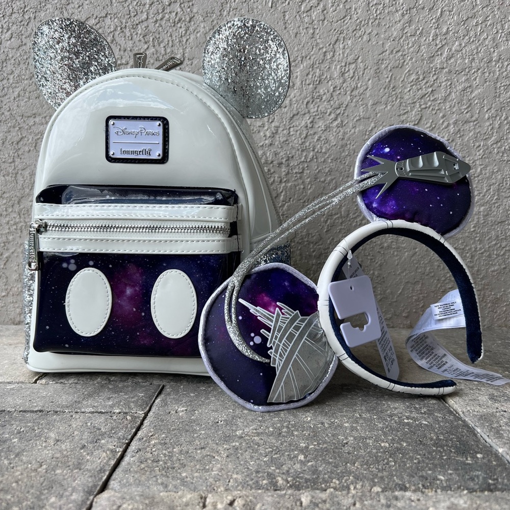 Disney Loungefly Space Mountain Mickey Mouse Main Attraction Backpack and Ears